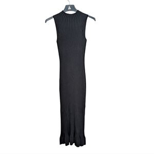 Theory Black Ribbed Midi Dress Woman's S